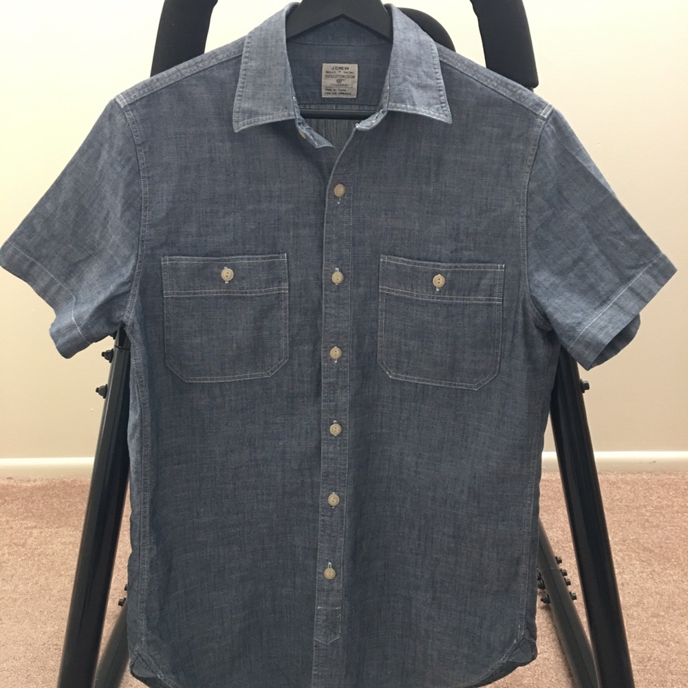 J. Crew Chambray Short Sleeve Button-up (Navy)
